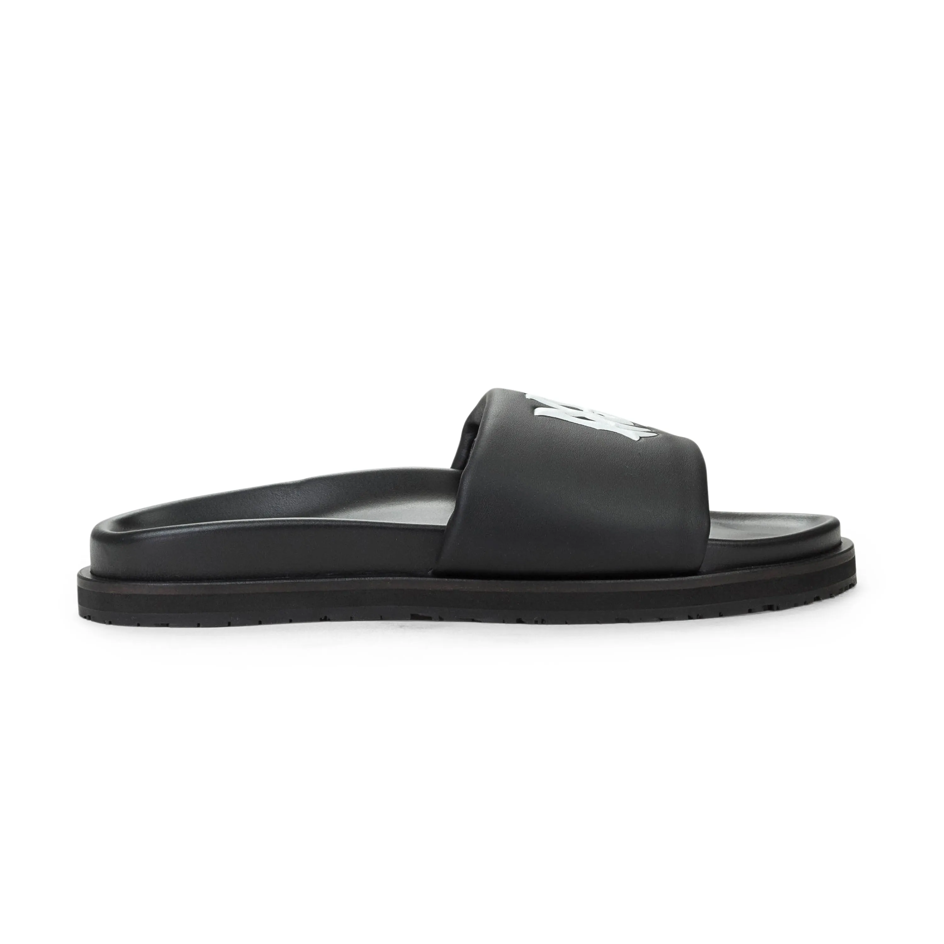AMIRI LEATHER BLACK WHITE SLIDES