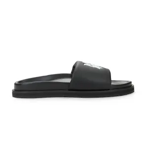 AMIRI LEATHER BLACK WHITE SLIDES