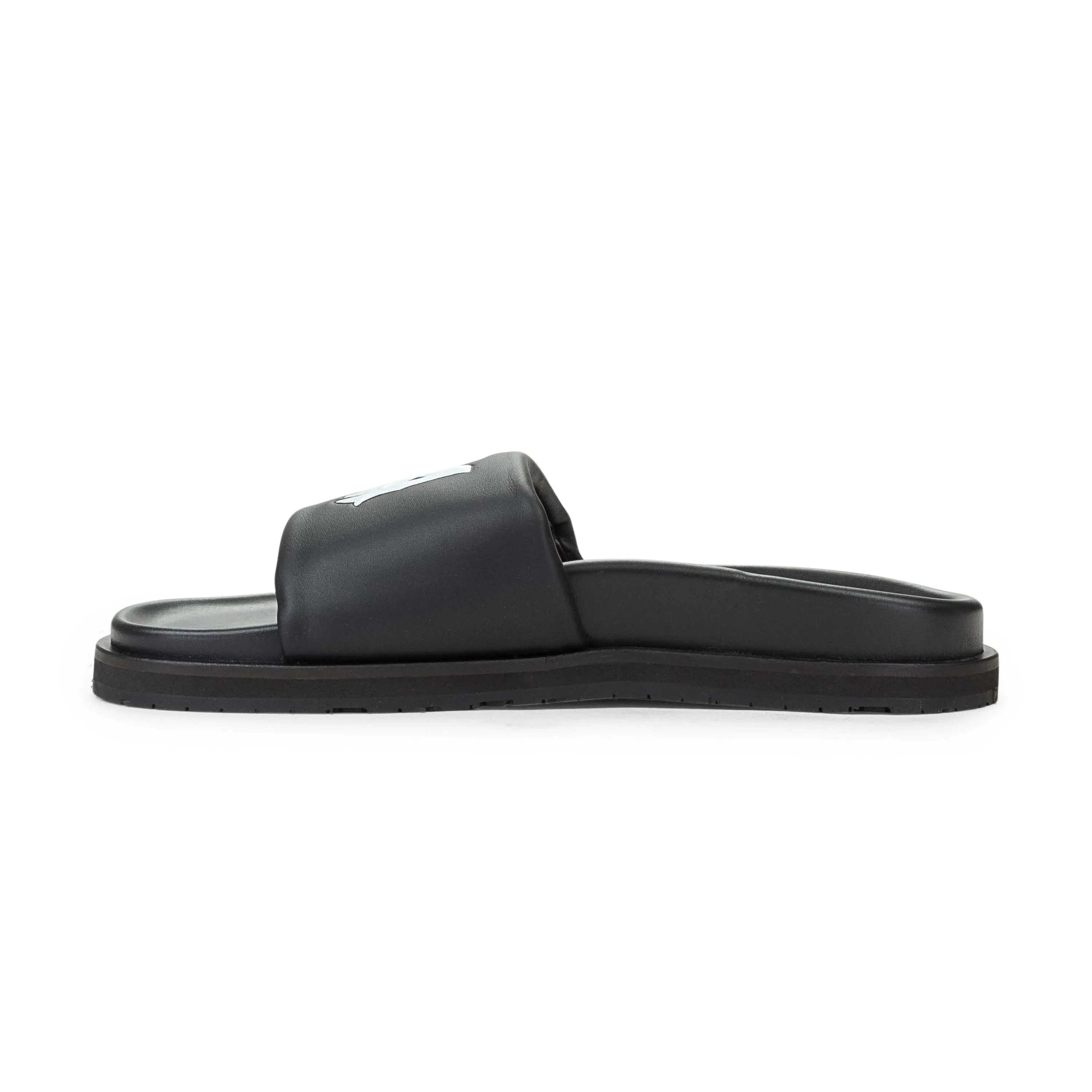 AMIRI LEATHER BLACK WHITE SLIDES