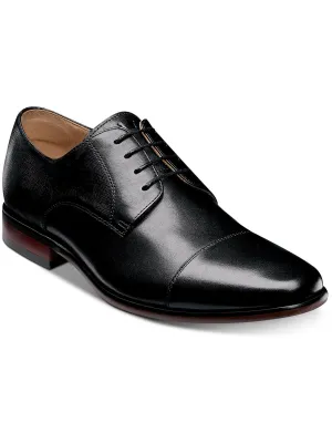 Angelo Mens Leather Lace-Up Cap Toe Oxfords