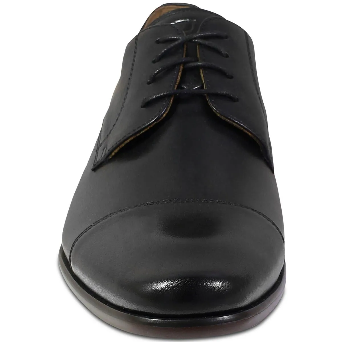 Angelo Mens Leather Lace-Up Cap Toe Oxfords