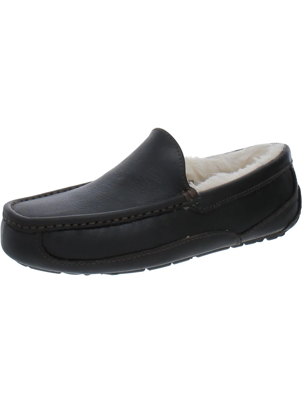 Ascot Mens Leather Lined Loafer Slippers