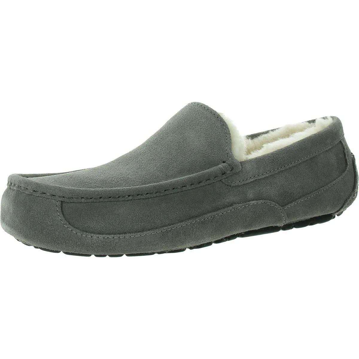 Ascot Mens Suede Shearling Moccasin Slippers