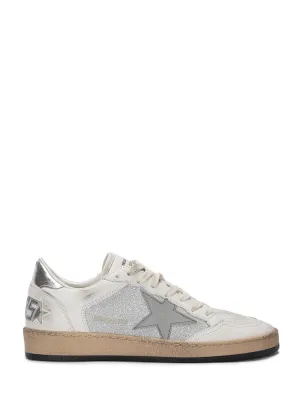 Ballstar Glitter-Accented White Leather Sneakers