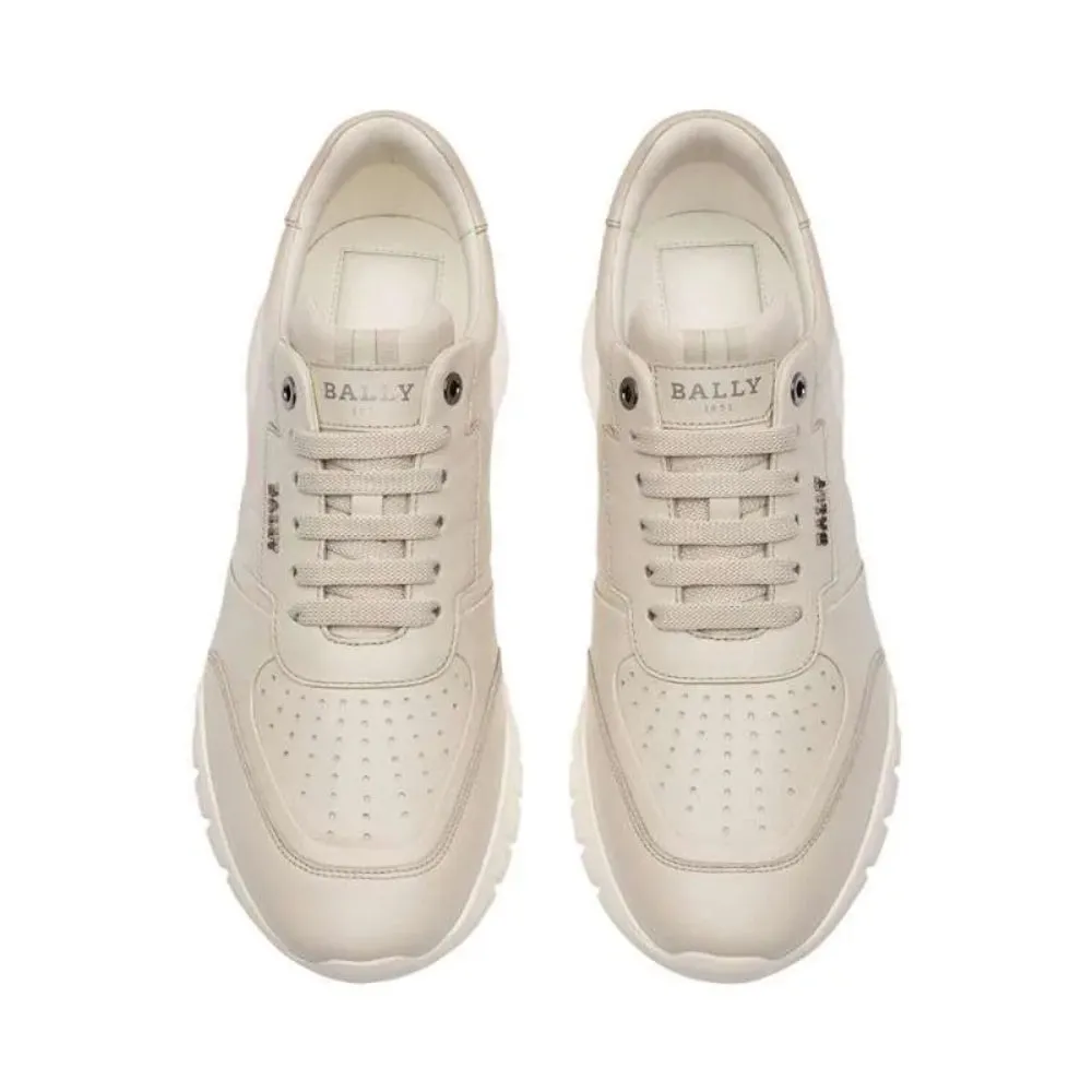 Bally Brinkley 6239585 Men's Dusty White Calf Leather Sneakers