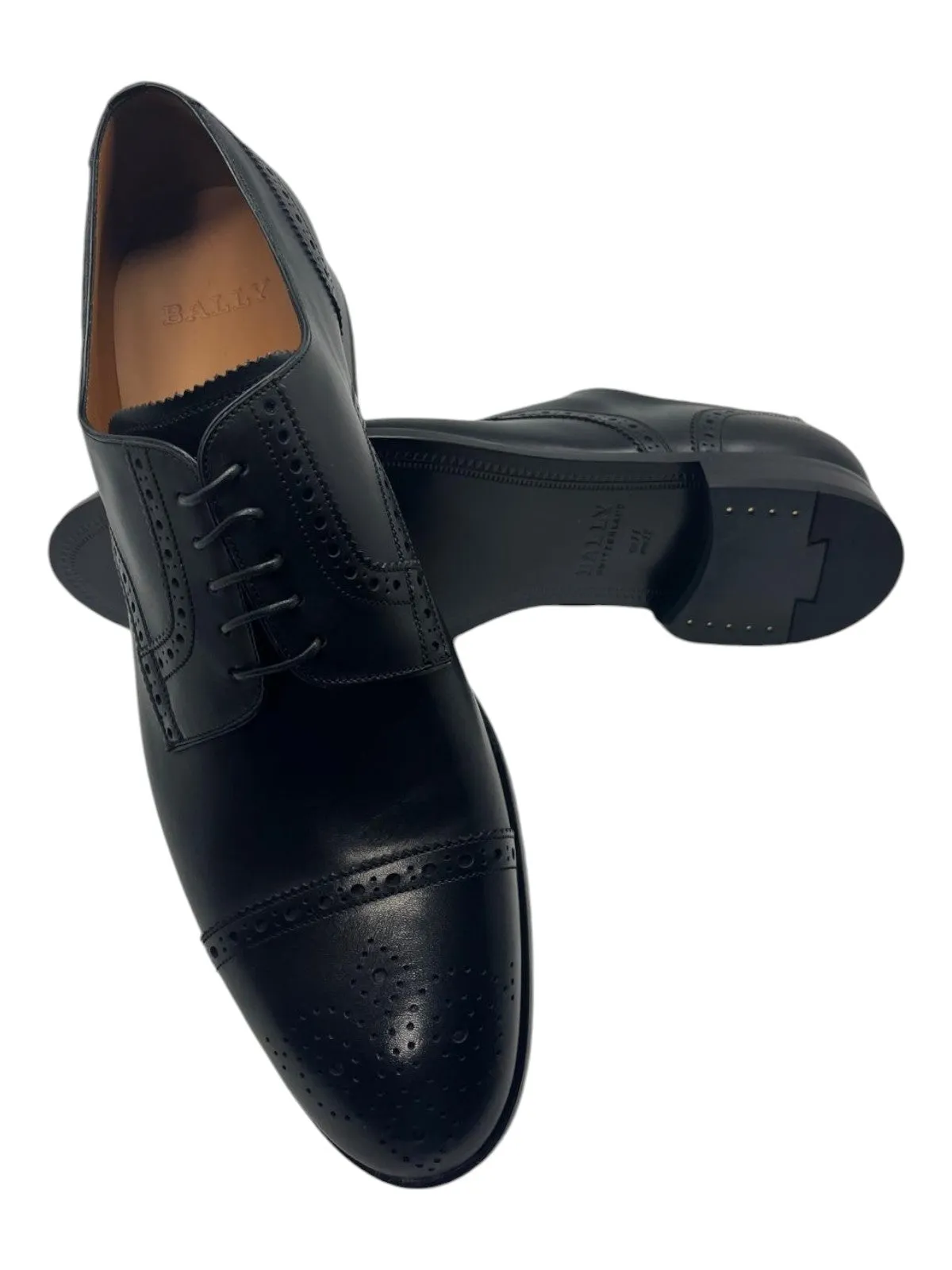 Bally Brooking 6301284 Men's Black Calf Plain Leather Oxford Shoes