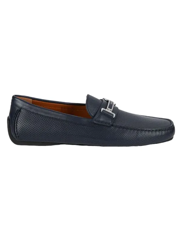 Bally Drulio Men's 6211257 Navy Leather Loafer Shoes