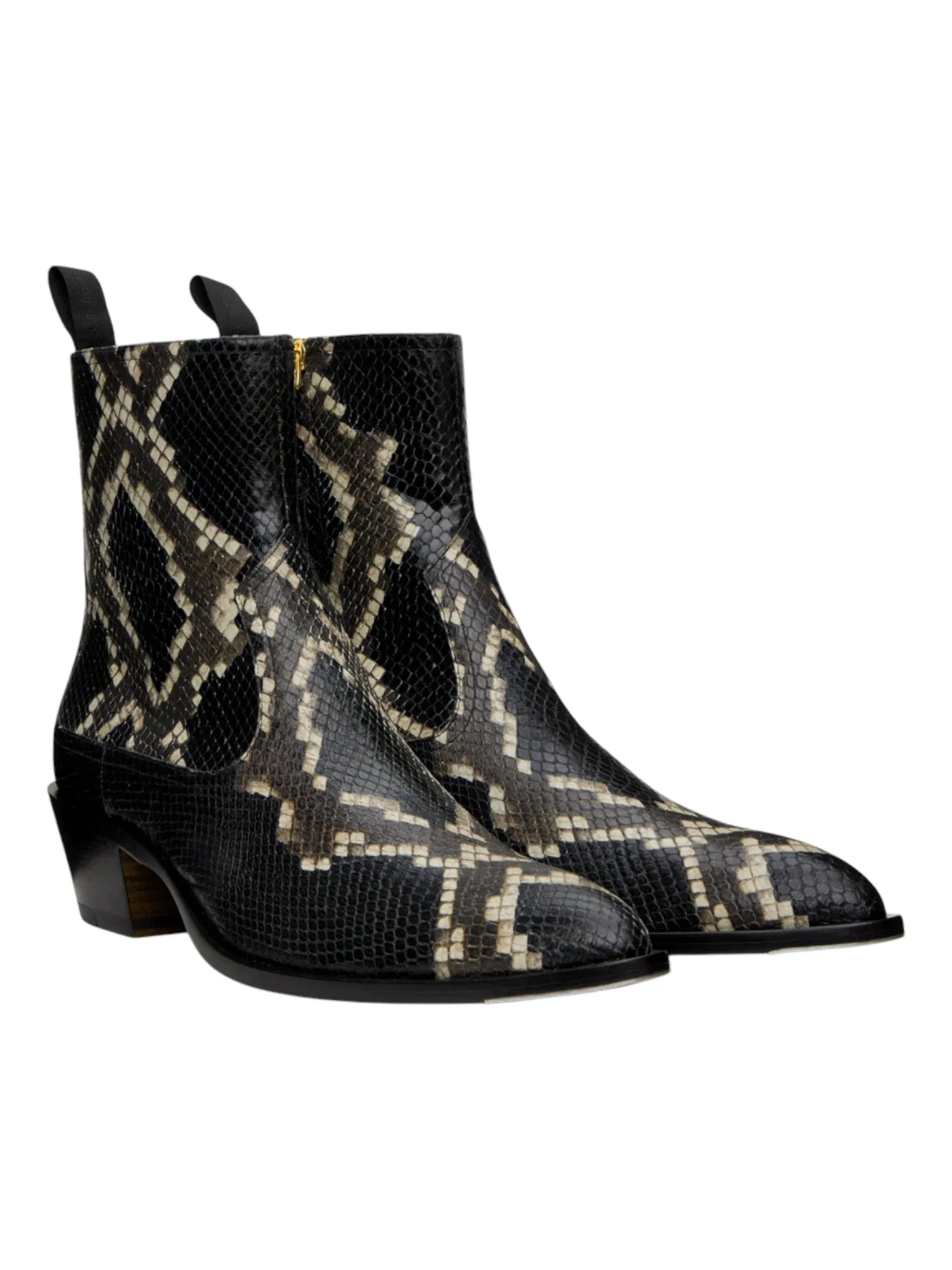 Bally Gaiman 6304139 Men's Multiblack Snake Embossed Leather Boots