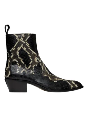 Bally Gaiman 6304139 Men's Multiblack Snake Embossed Leather Boots