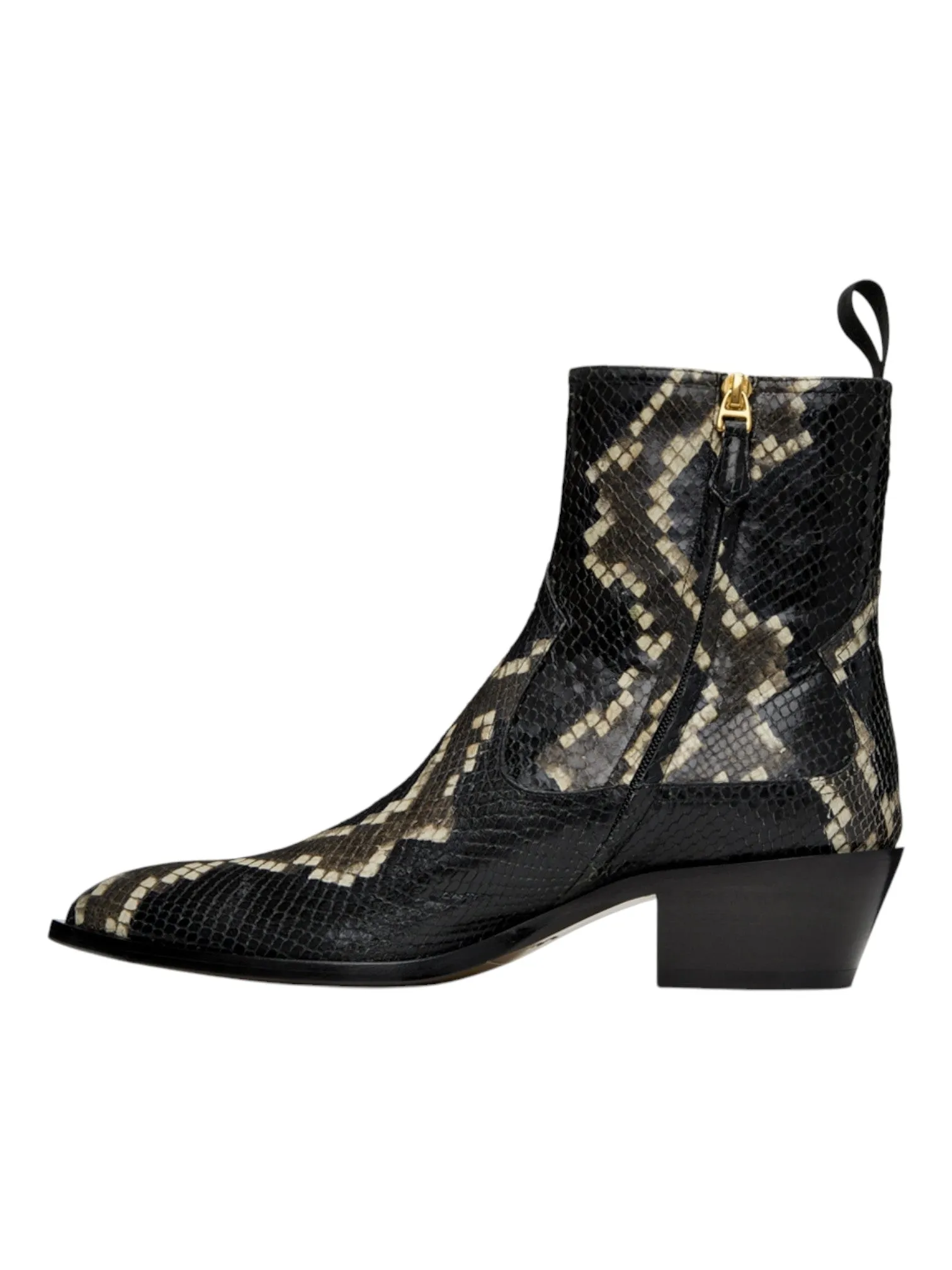 Bally Gaiman 6304139 Men's Multiblack Snake Embossed Leather Boots