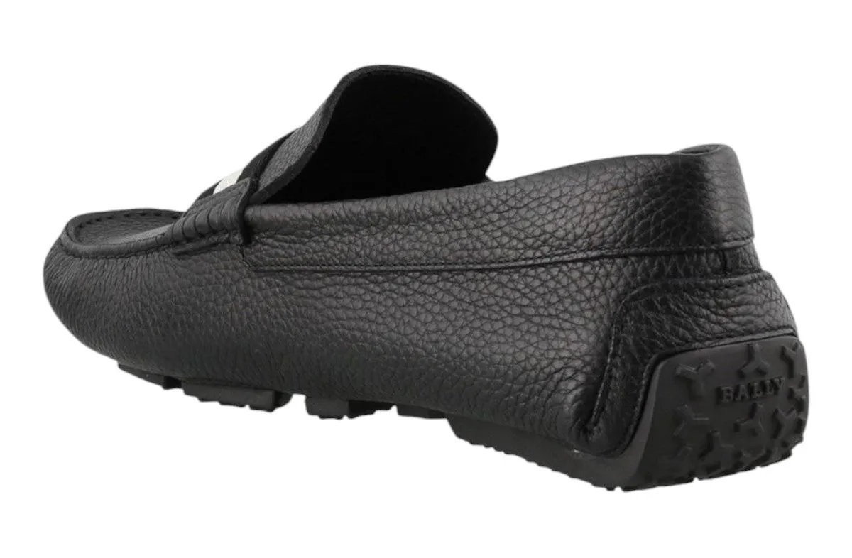 Bally Pearce 6234463 Men's Black Bovine Grained Leather Driver Shoes