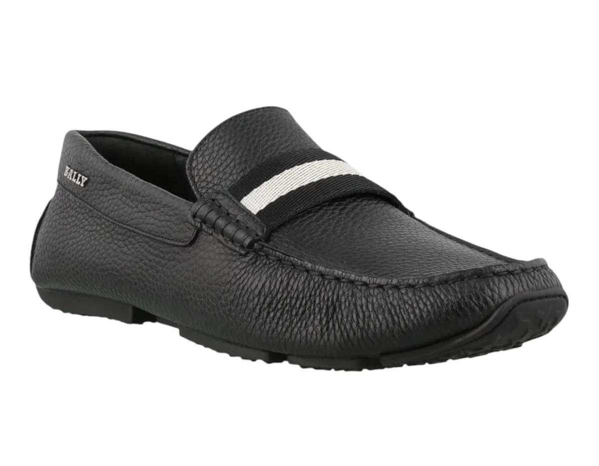 Bally Pearce 6234463 Men's Black Bovine Grained Leather Driver Shoes