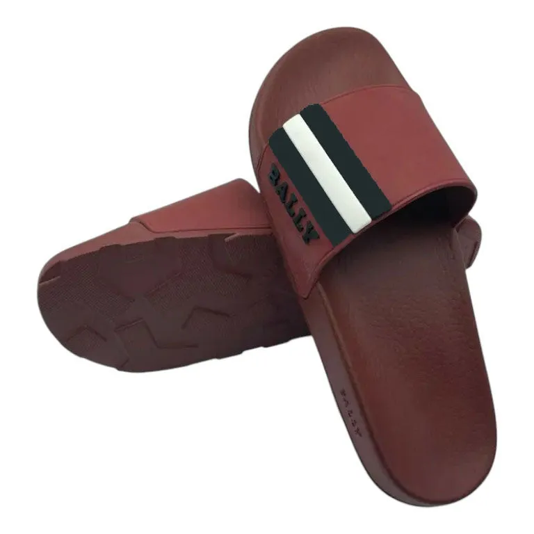 Bally Saxor 6219587 Men's Garnet Rubber Slide Sandals