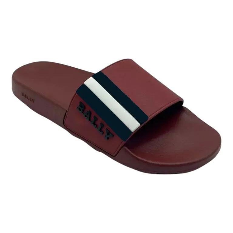 Bally Saxor 6219587 Men's Garnet Rubber Slide Sandals
