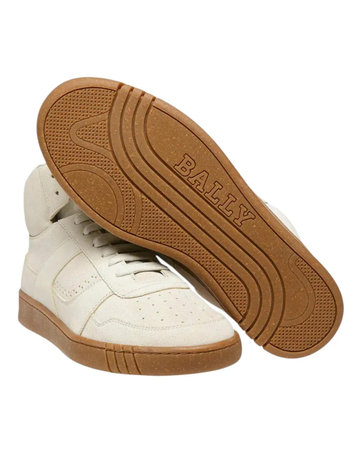 Bally Wiggles 6303321 Men's Dusty White Calf Suede High Top Sneakers