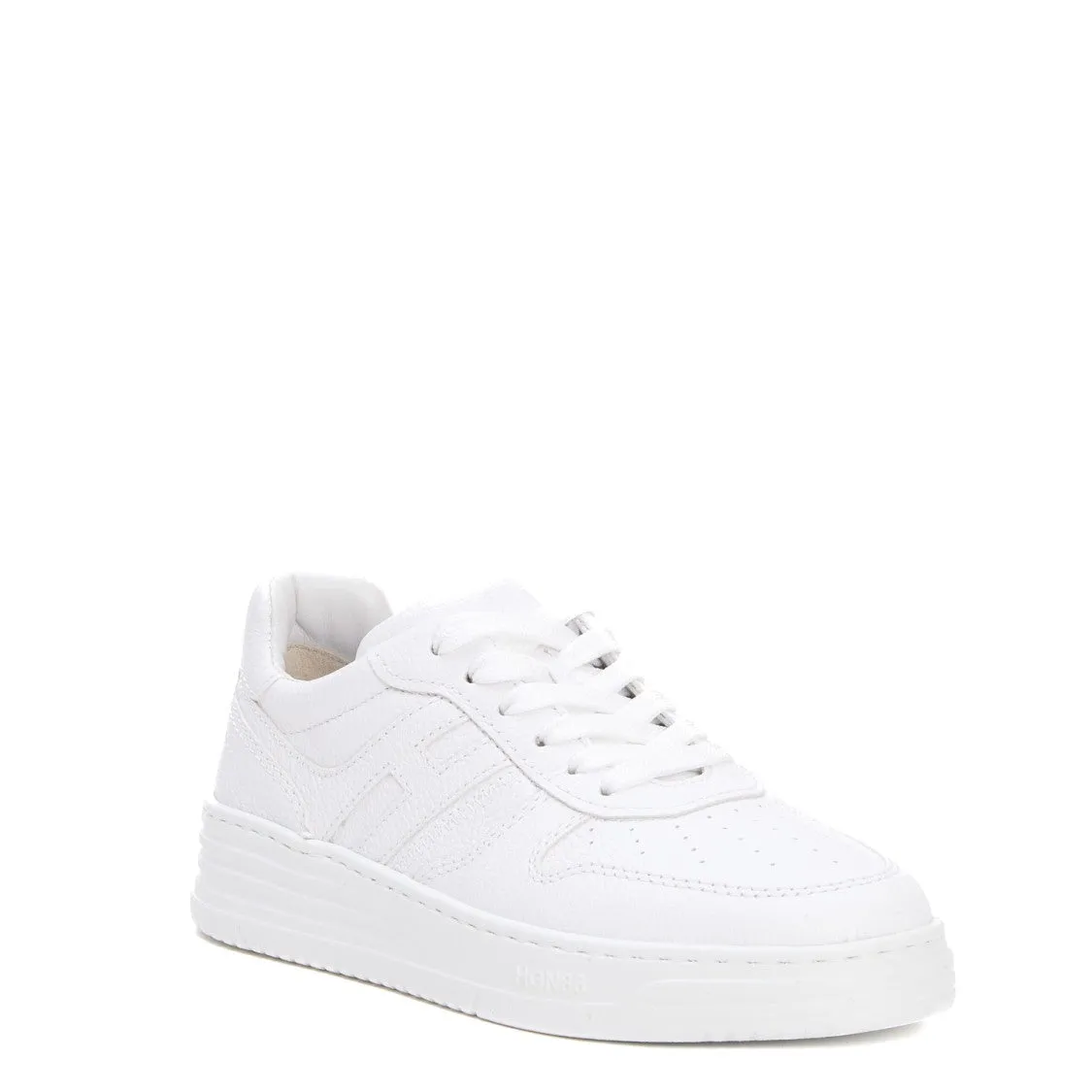 Basket Hammered Leather White Sneakers