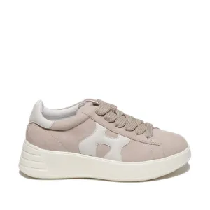 Beige Suede And H White Rebel Sneakers