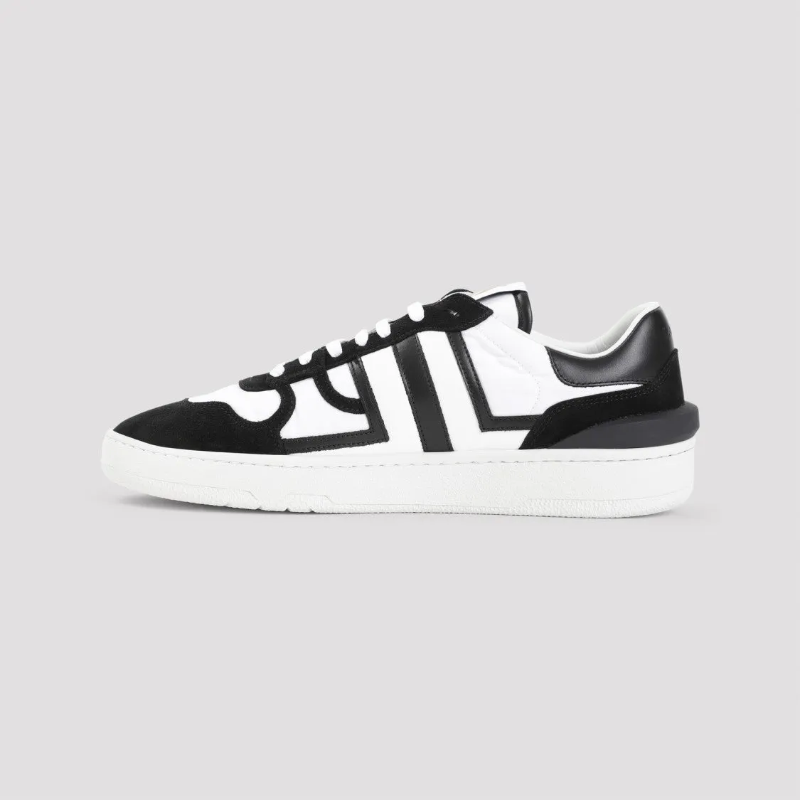 Black And White Lanvin Sneakers With Suede Accents