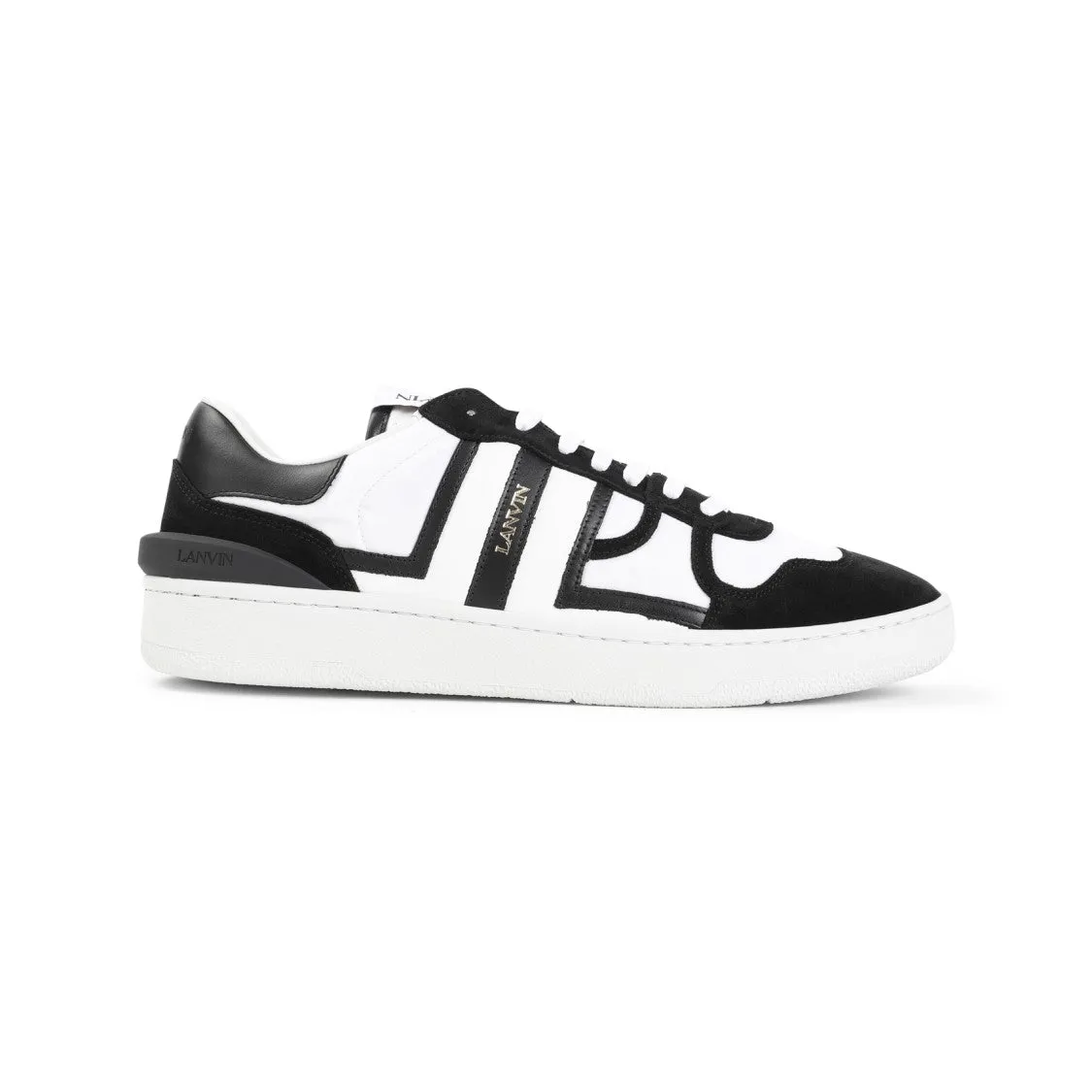 Black And White Lanvin Sneakers With Suede Accents