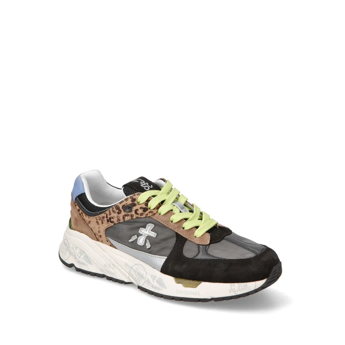 Black Suede And Gray Fabric Mased Sneakers