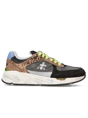 Black Suede And Gray Fabric Mased Sneakers