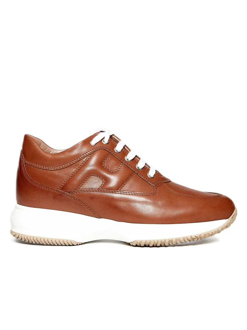 Brown Interactive Leather Sneakers
