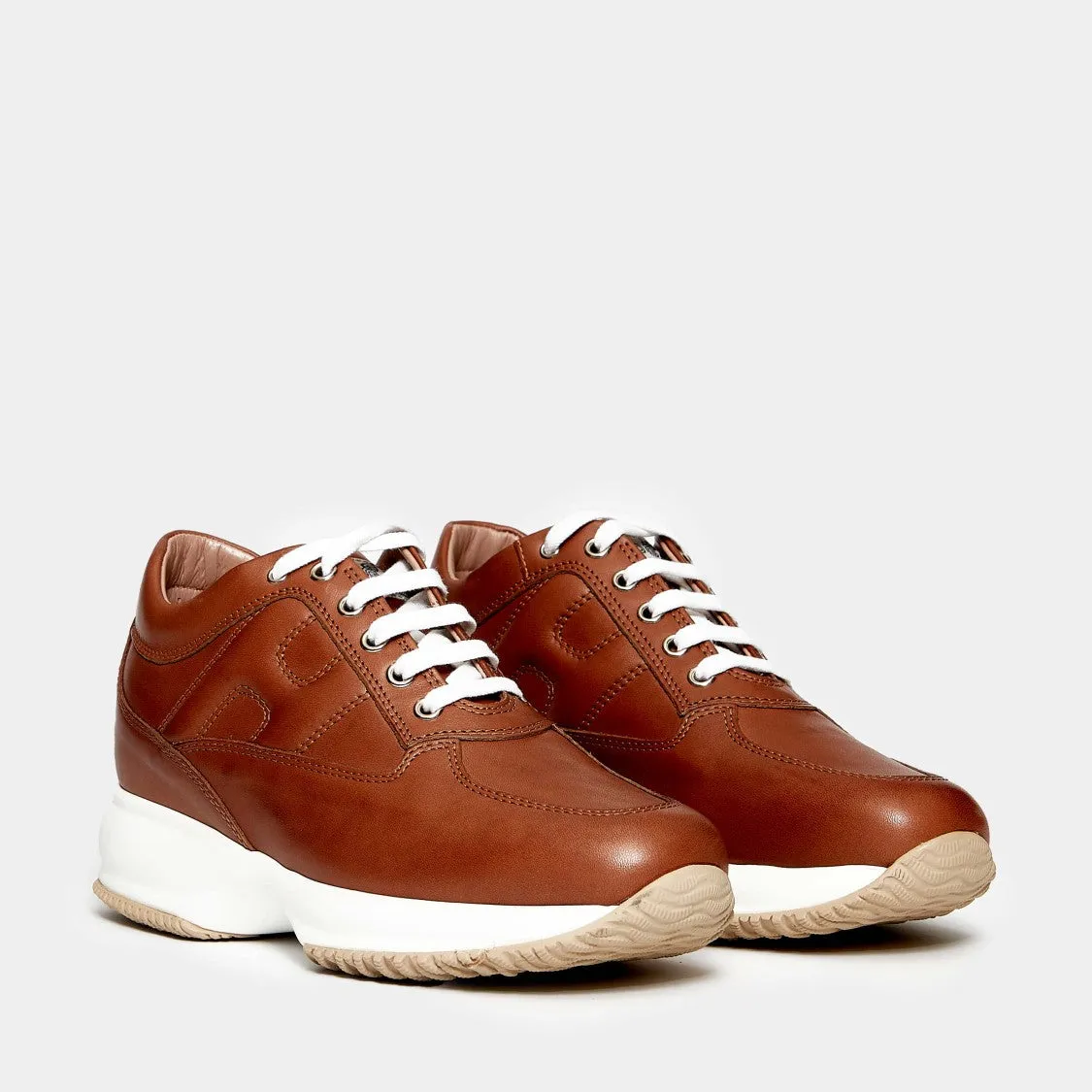 Brown Interactive Leather Sneakers