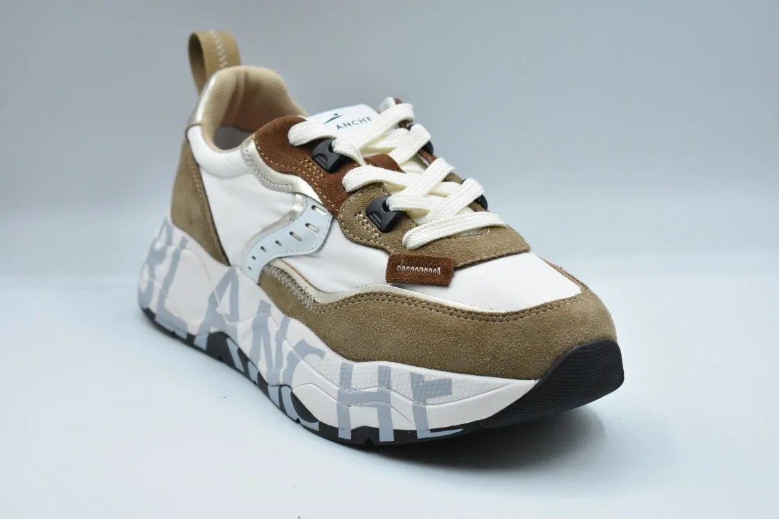 Brown Textured Lace-Up Sneakers