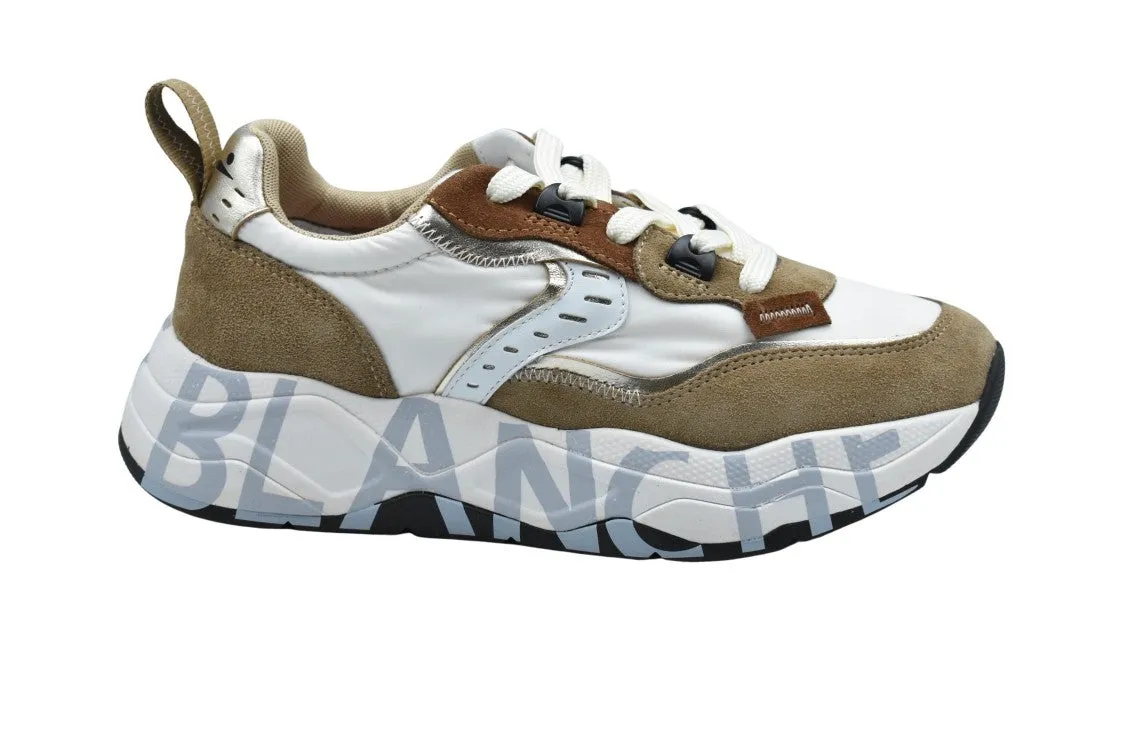 Brown Textured Lace-Up Sneakers