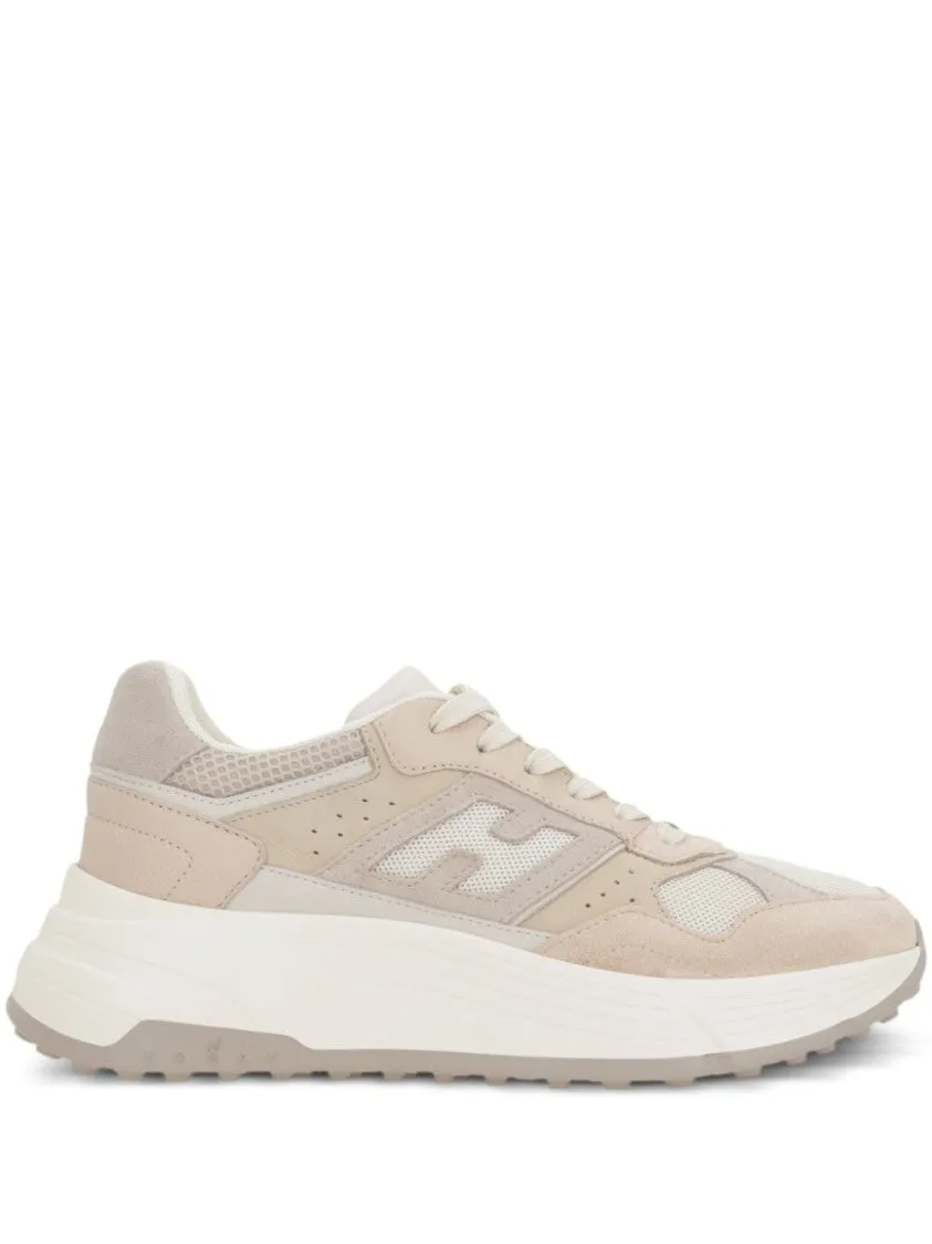Chunky Sole Sneakers With Mesh And Suede Composition