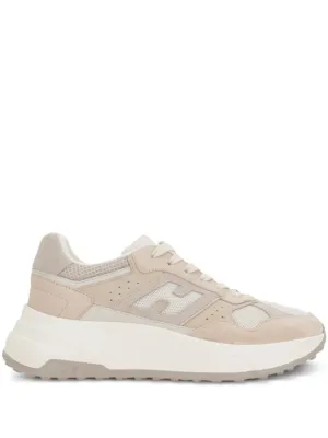 Chunky Sole Sneakers With Mesh And Suede Composition