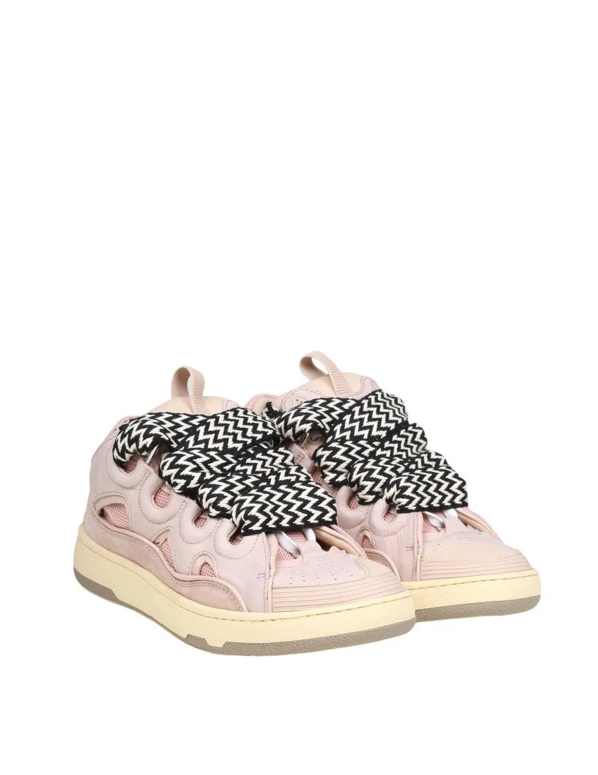 Curb Sneakers In White And Pink Leather