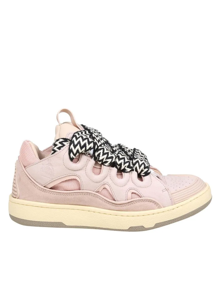 Curb Sneakers In White And Pink Leather