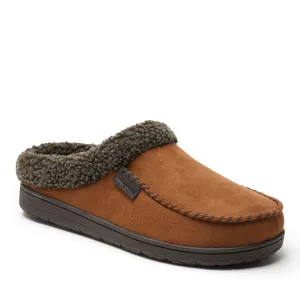 Dearfoams Mens Brendan Microsuede Moc Toe Clog with Whipstitch
