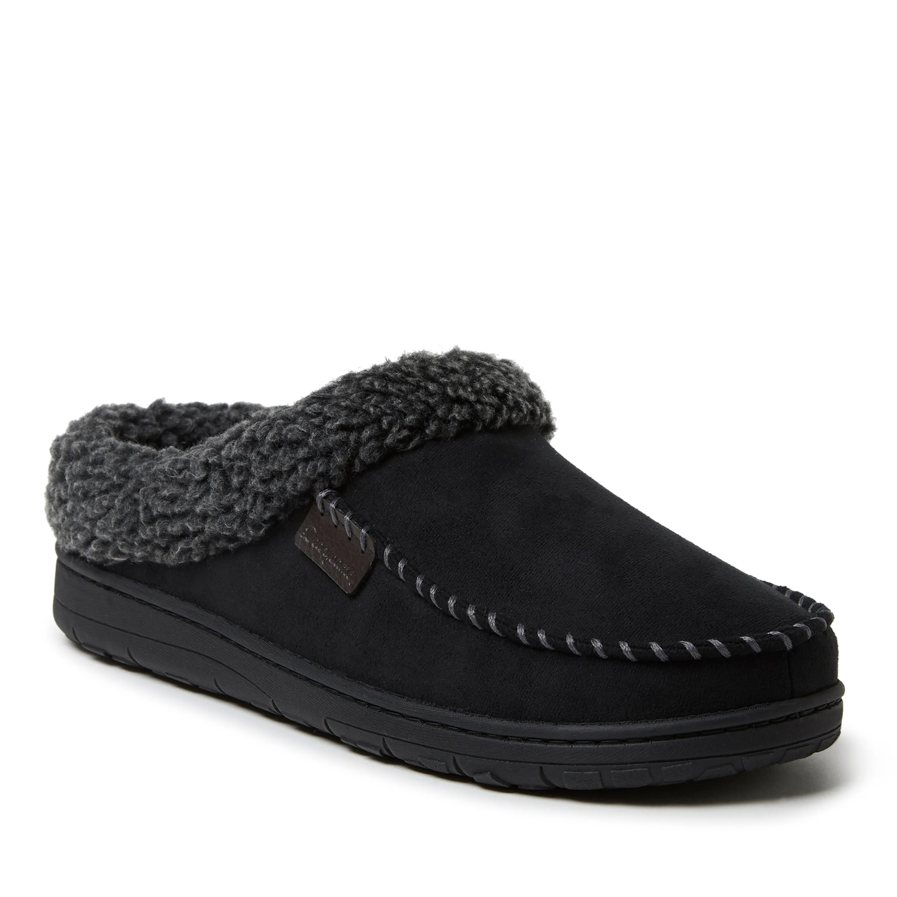 Dearfoams Mens Brendan Microsuede Moc Toe Clog with Whipstitch