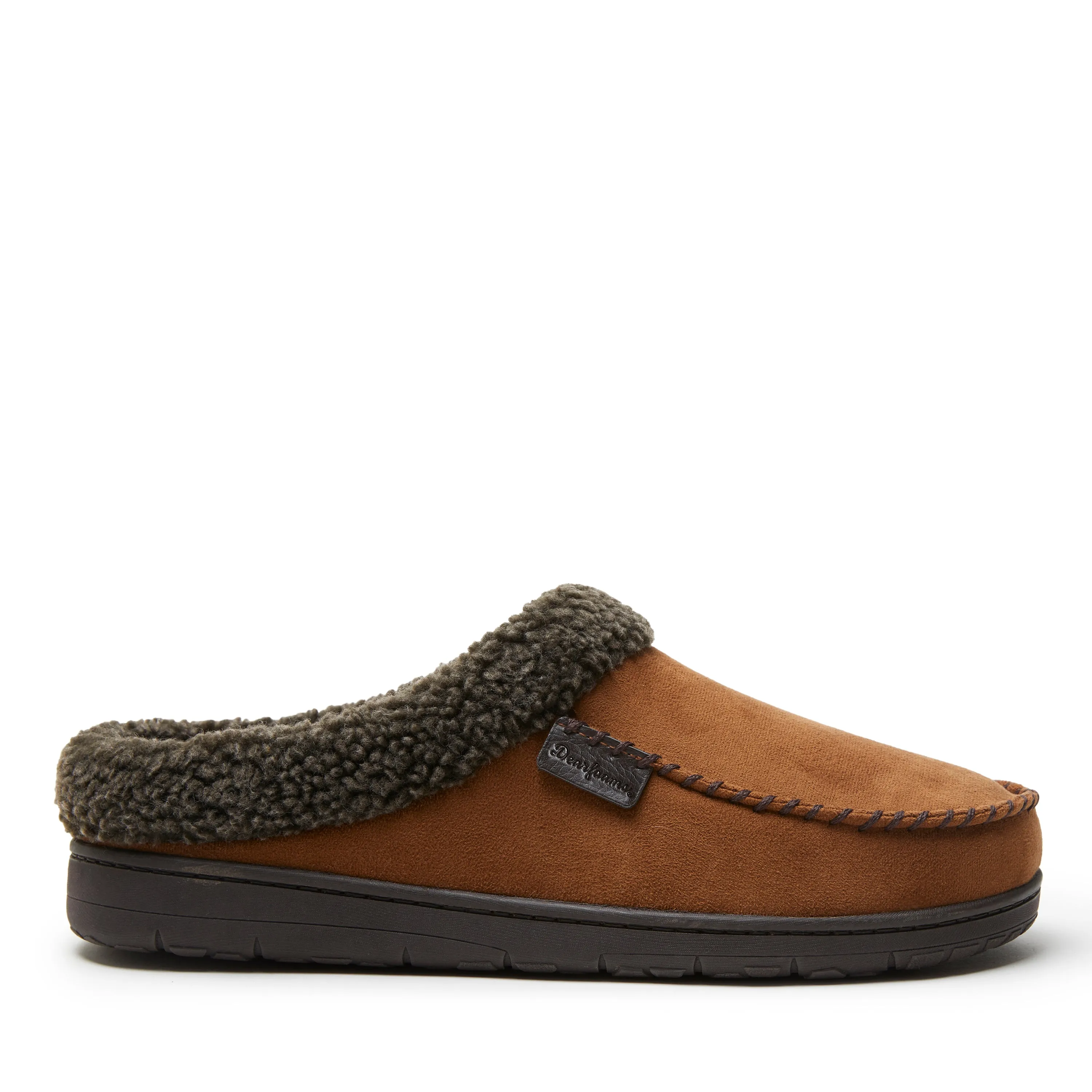 Dearfoams Mens Brendan Microsuede Moc Toe Clog with Whipstitch