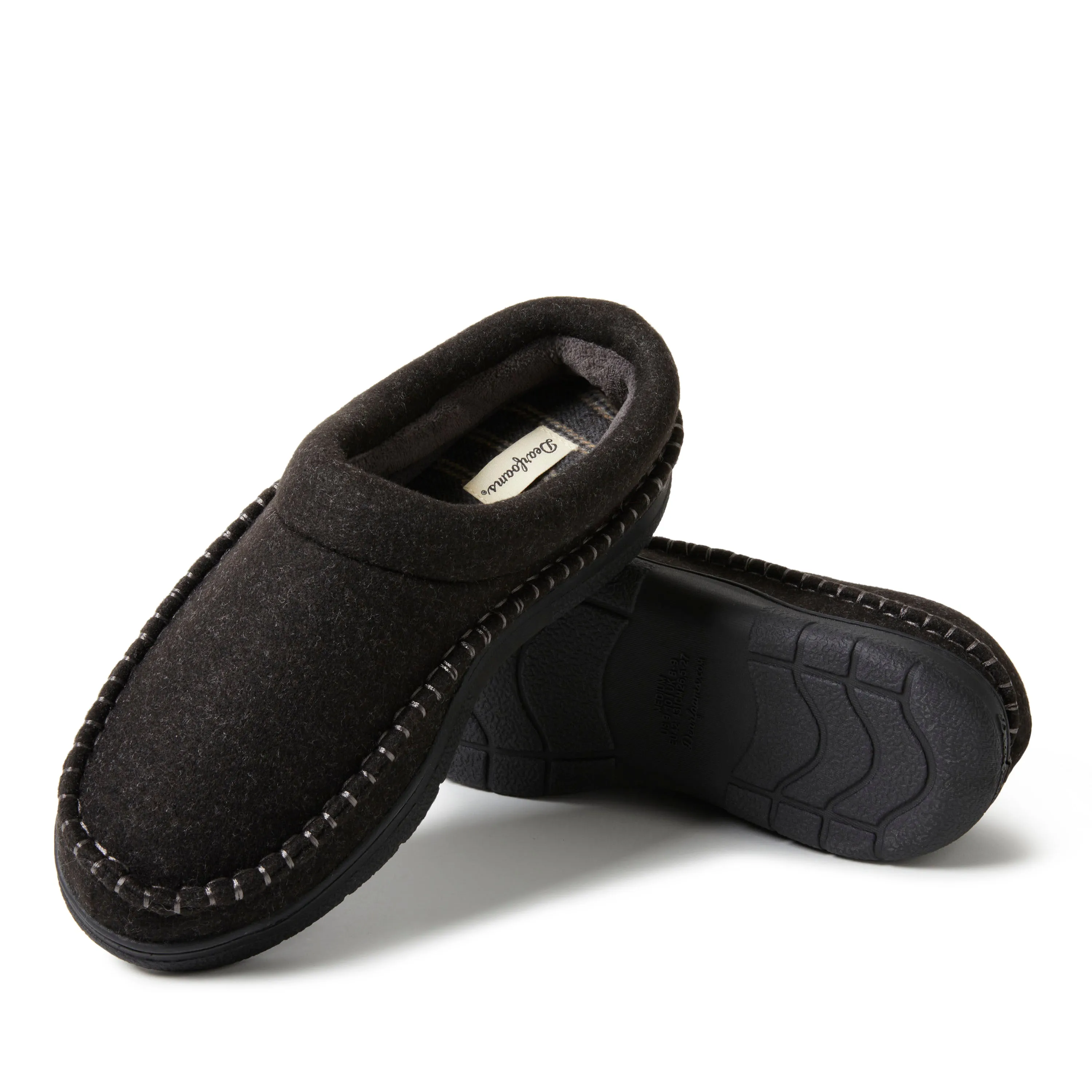 Dearfoams Mens Thompson Wool Blend Clog w/ Whipstitch