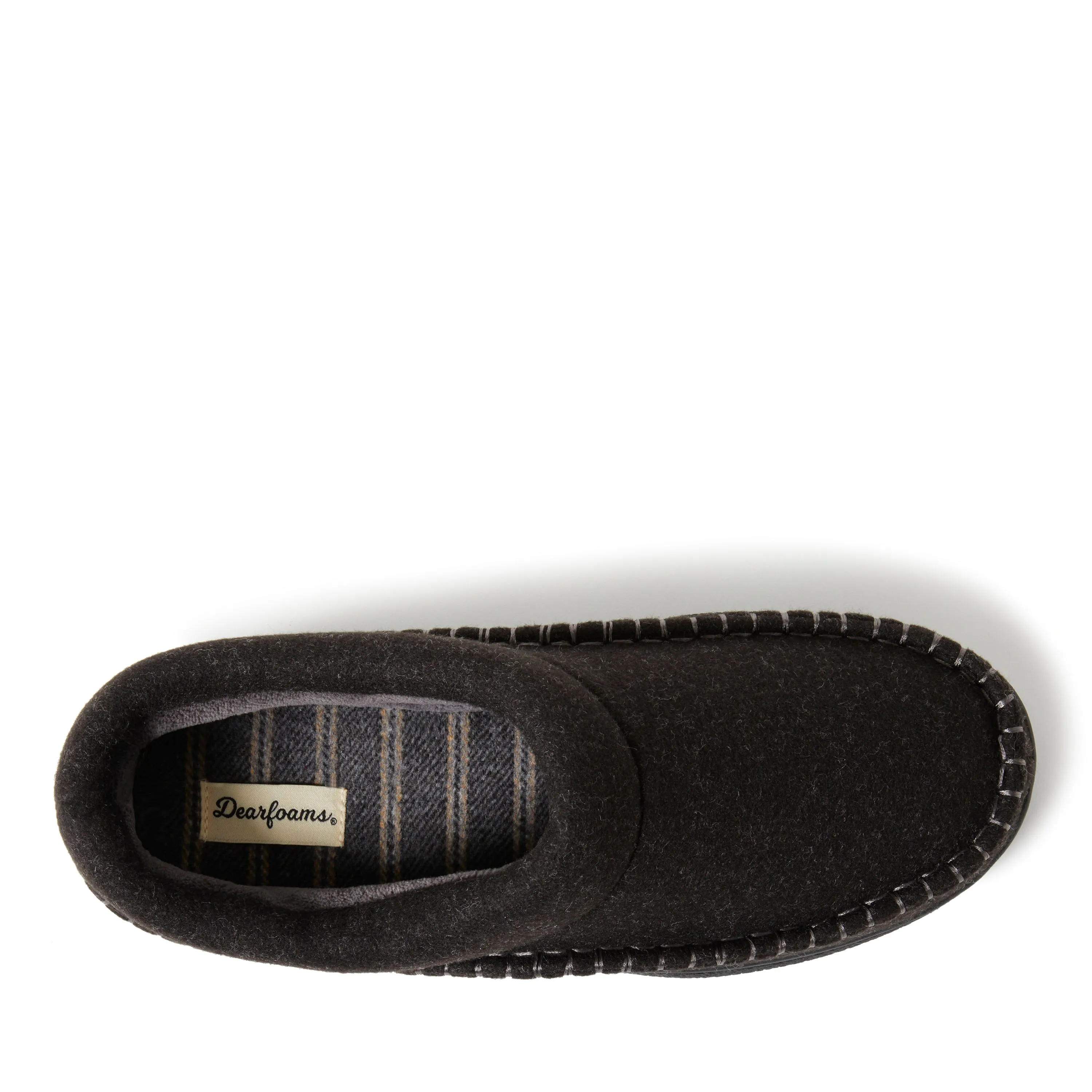 Dearfoams Mens Thompson Wool Blend Clog w/ Whipstitch