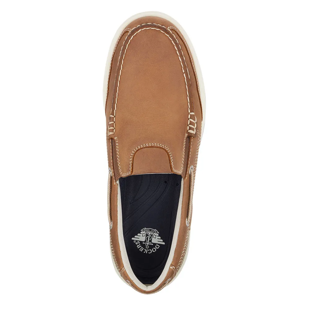 Dockers Mens Tiller Leather Casual Slip On Loafer Boat Shoe with Stain Defender