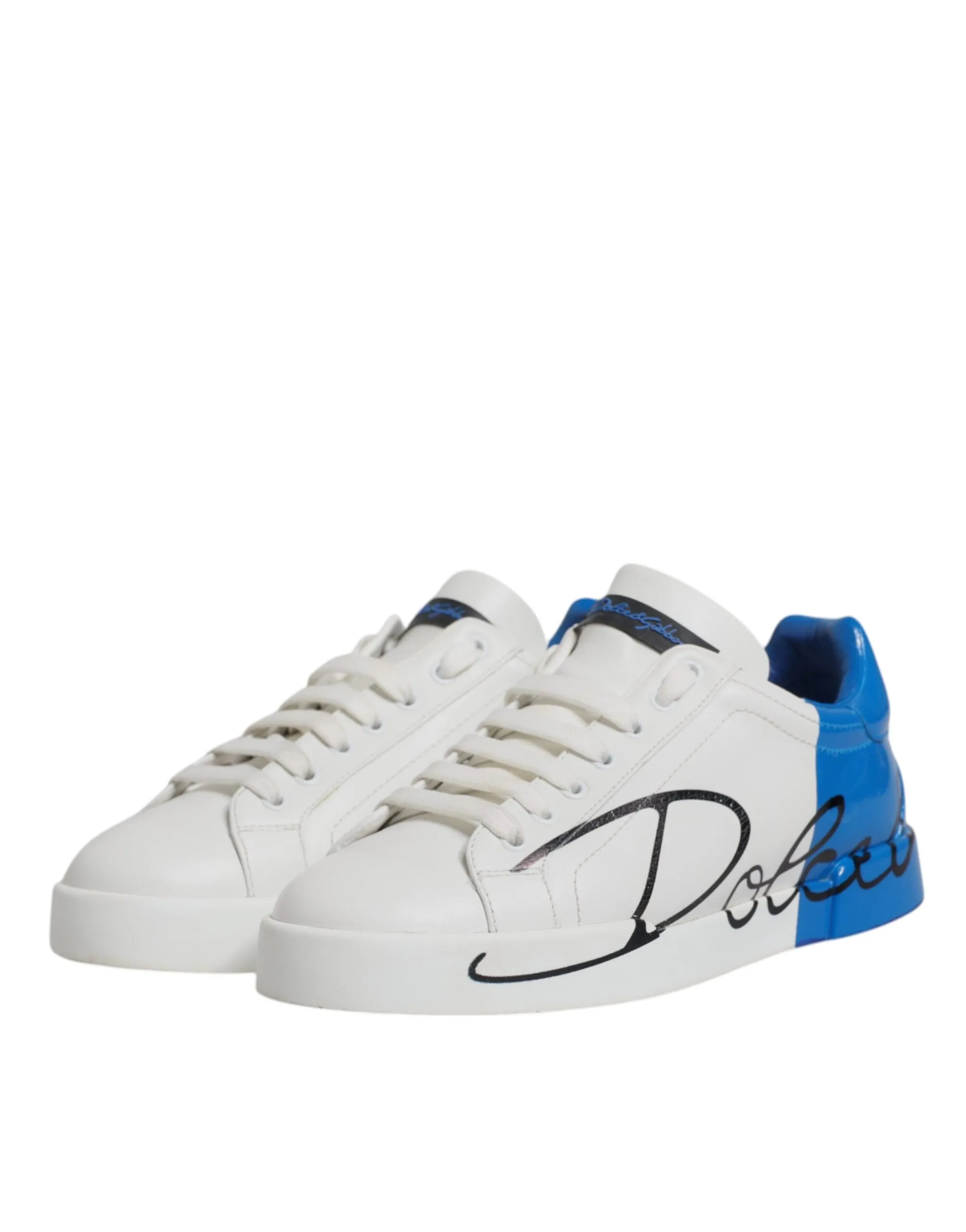 Dolce & Gabbana blue Logo Leather Portofino Sneaker Men's Shoes (Pre-Owned)