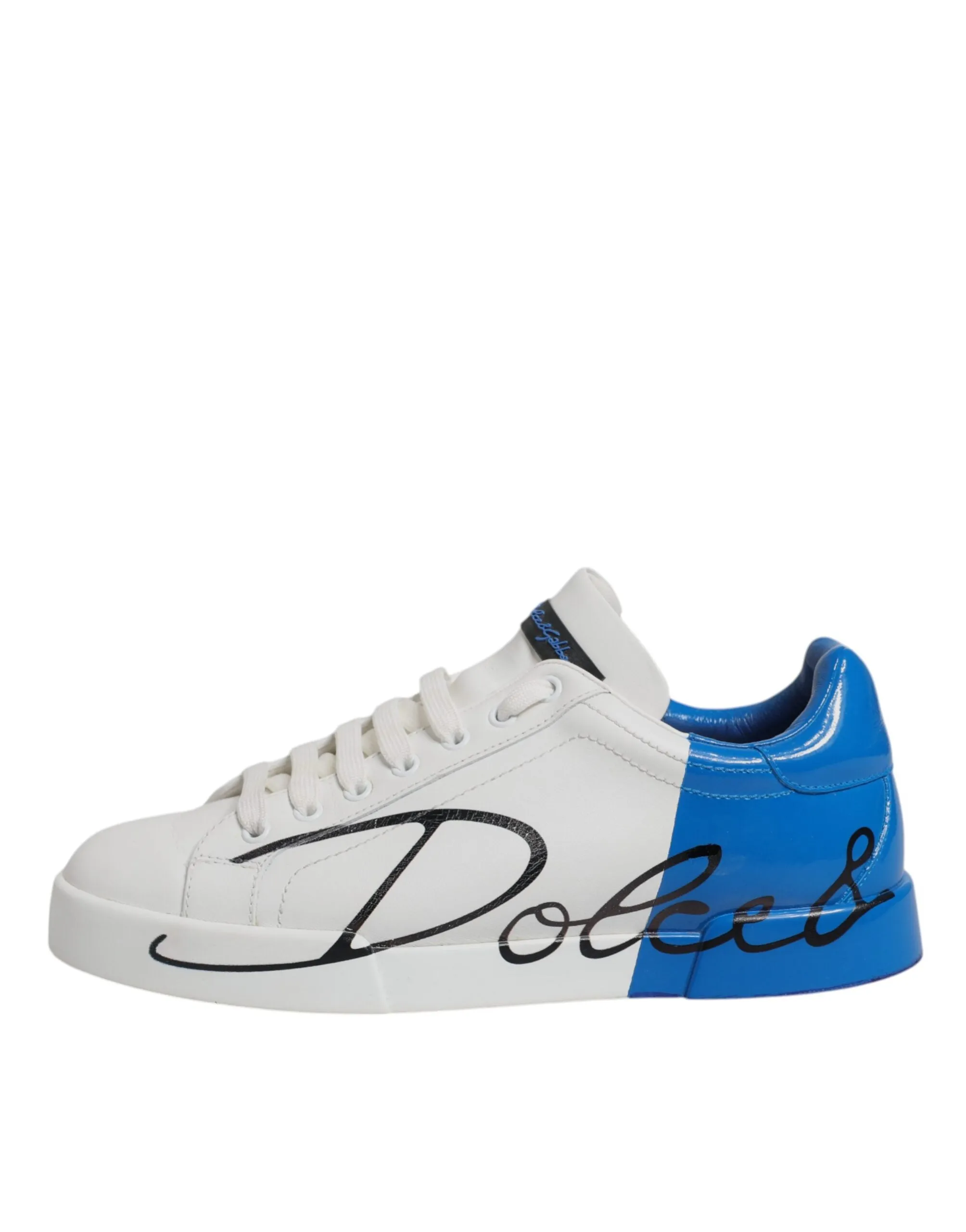 Dolce & Gabbana blue Logo Leather Portofino Sneaker Men's Shoes (Pre-Owned)