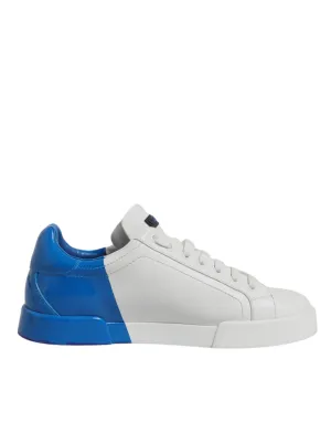 Dolce & Gabbana blue Logo Leather Portofino Sneaker Men's Shoes (Pre-Owned)