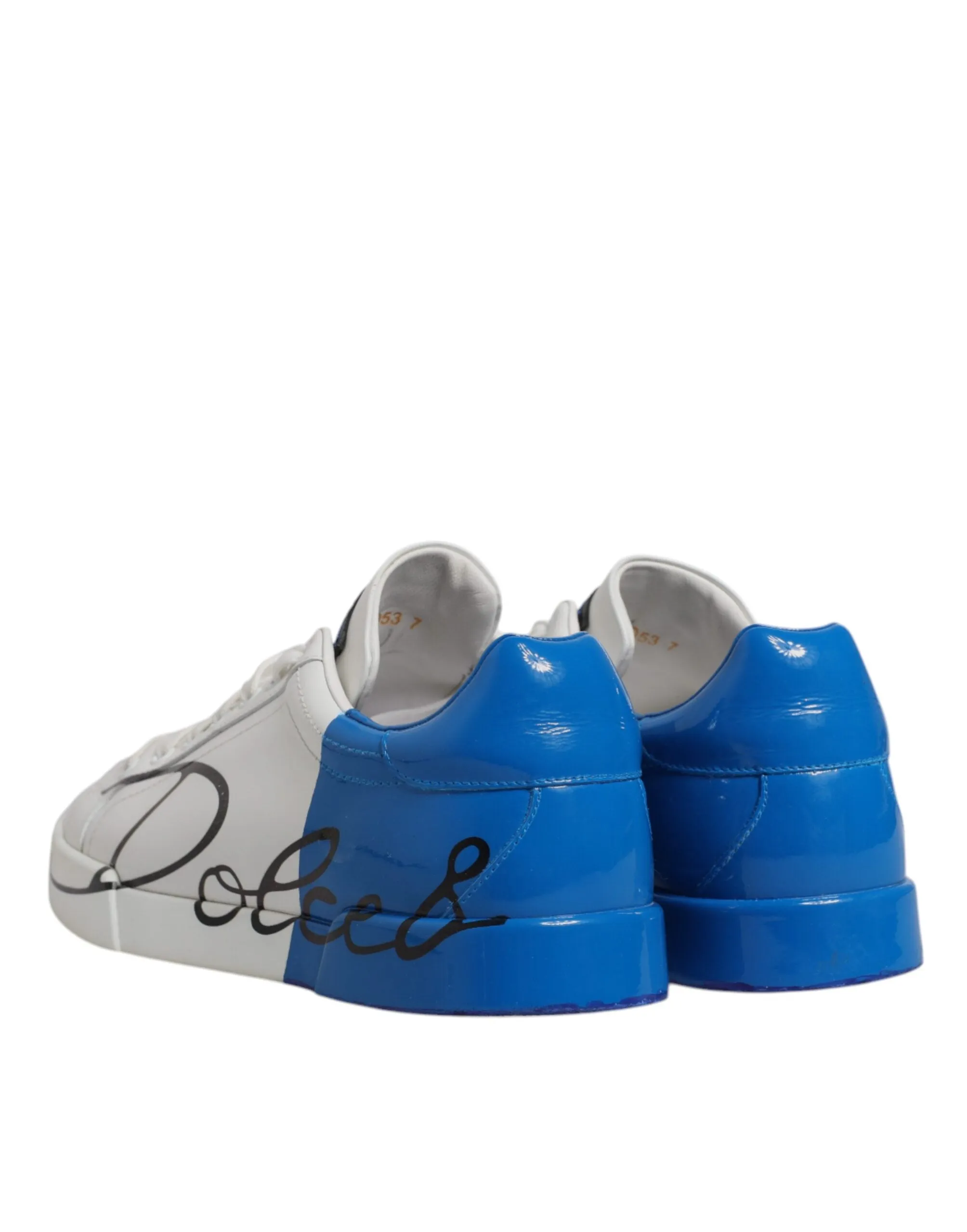 Dolce & Gabbana blue Logo Leather Portofino Sneaker Men's Shoes (Pre-Owned)