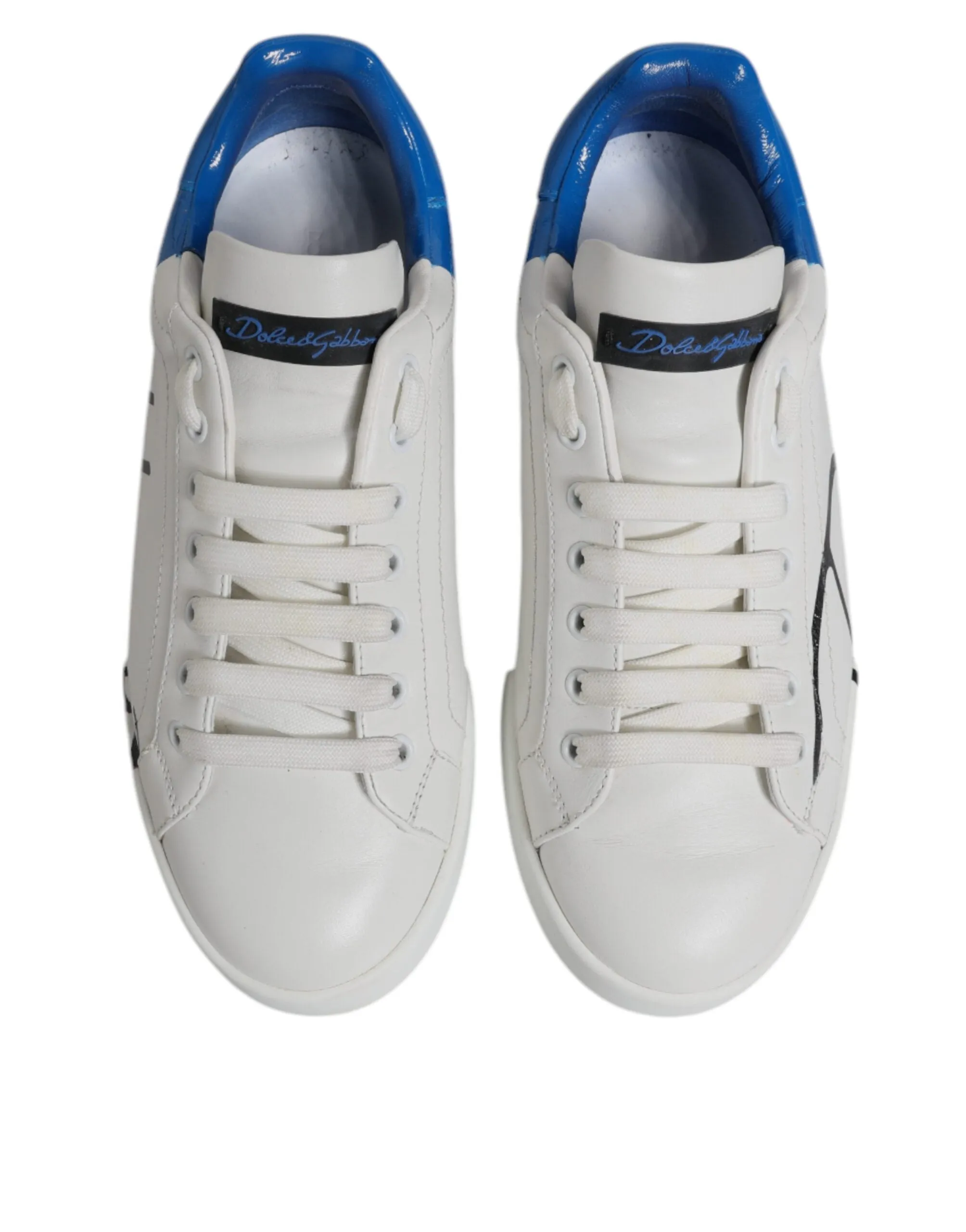 Dolce & Gabbana blue Logo Leather Portofino Sneaker Men's Shoes (Pre-Owned)