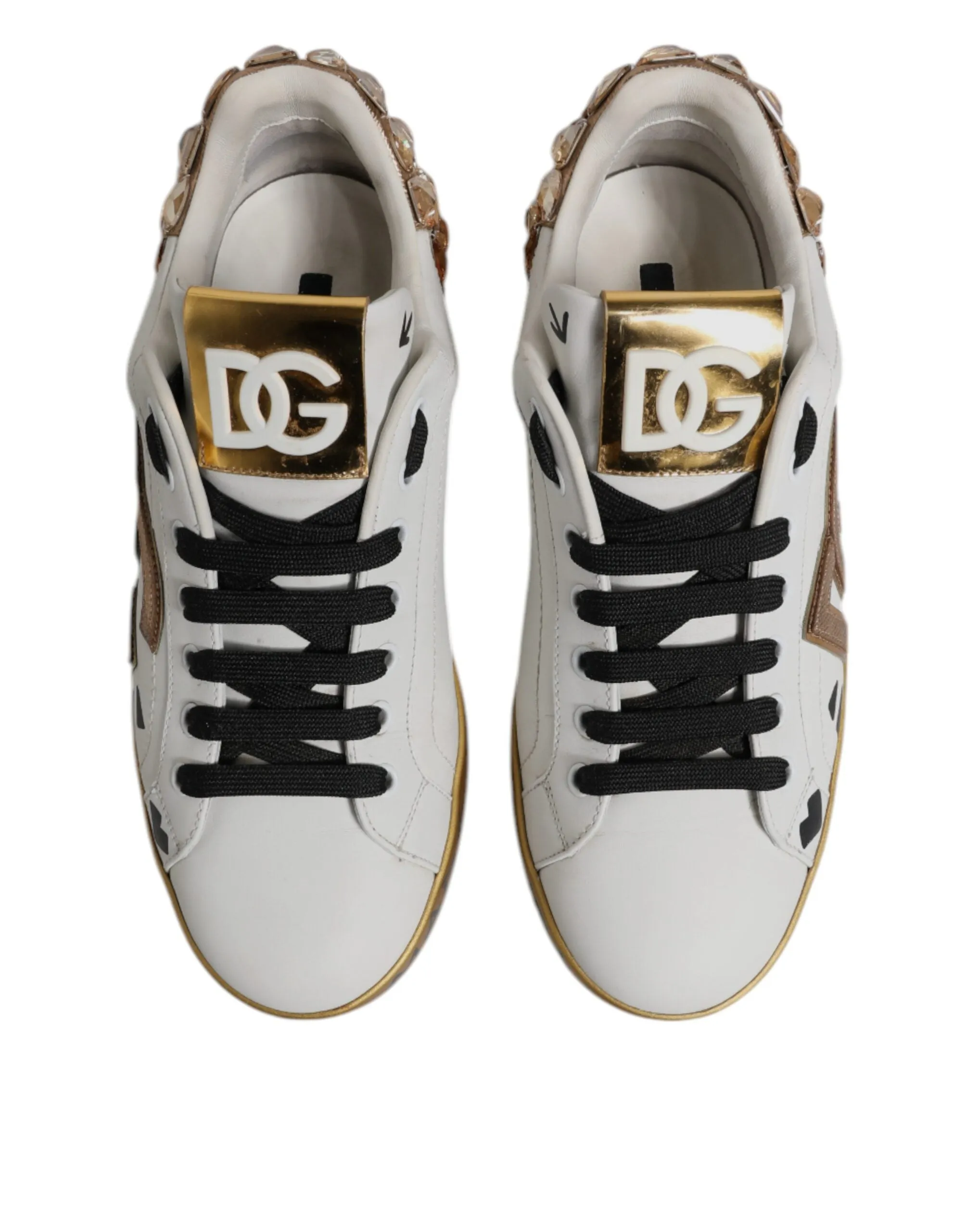 Dolce & Gabbana gold Crystal Logo Portofino SneakersMen's Shoes (Pre-Owned)