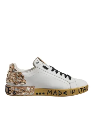 Dolce & Gabbana gold Crystal Logo Portofino SneakersMen's Shoes (Pre-Owned)