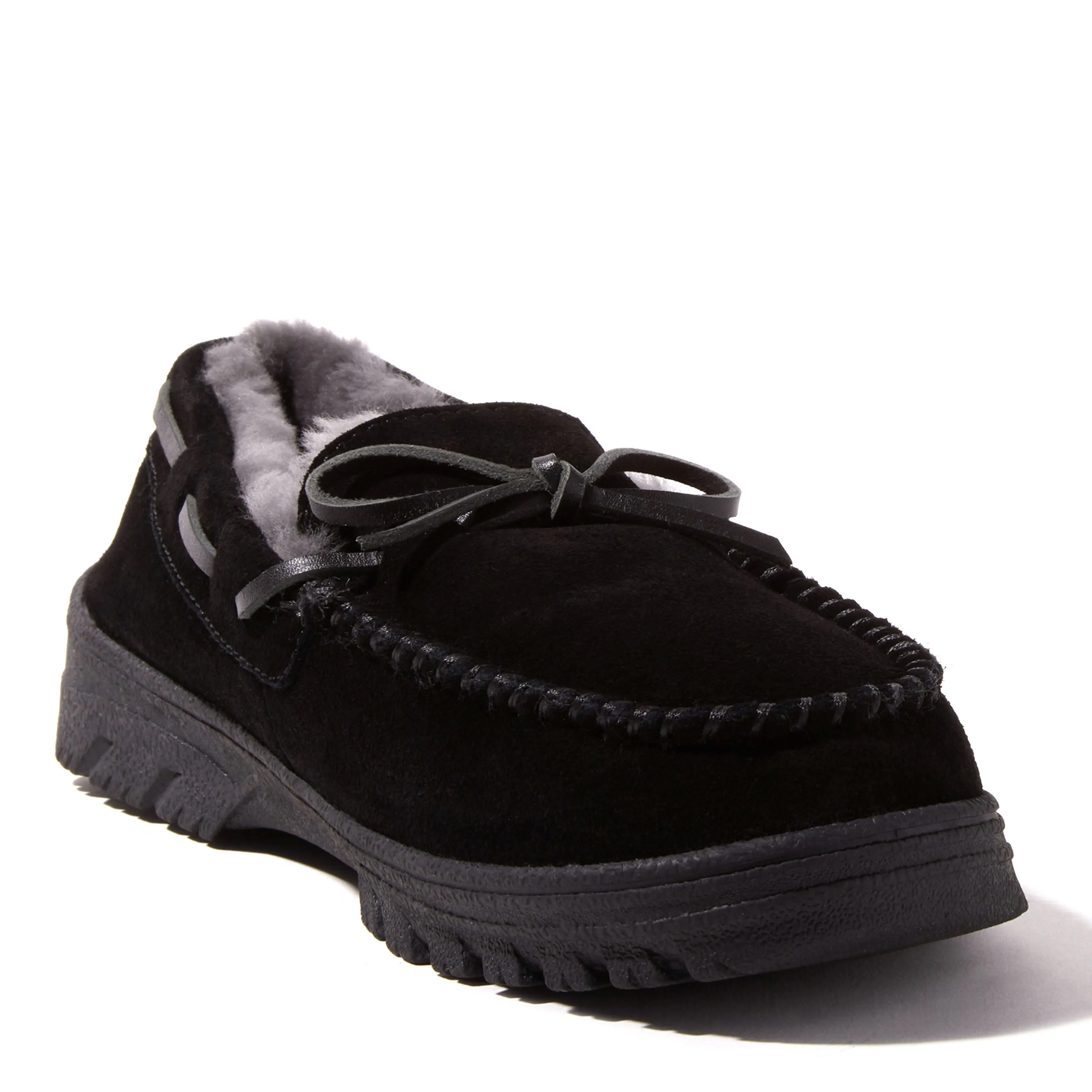 EZ Feet Men's Genuine Suede and Shearling Wool Moccasin