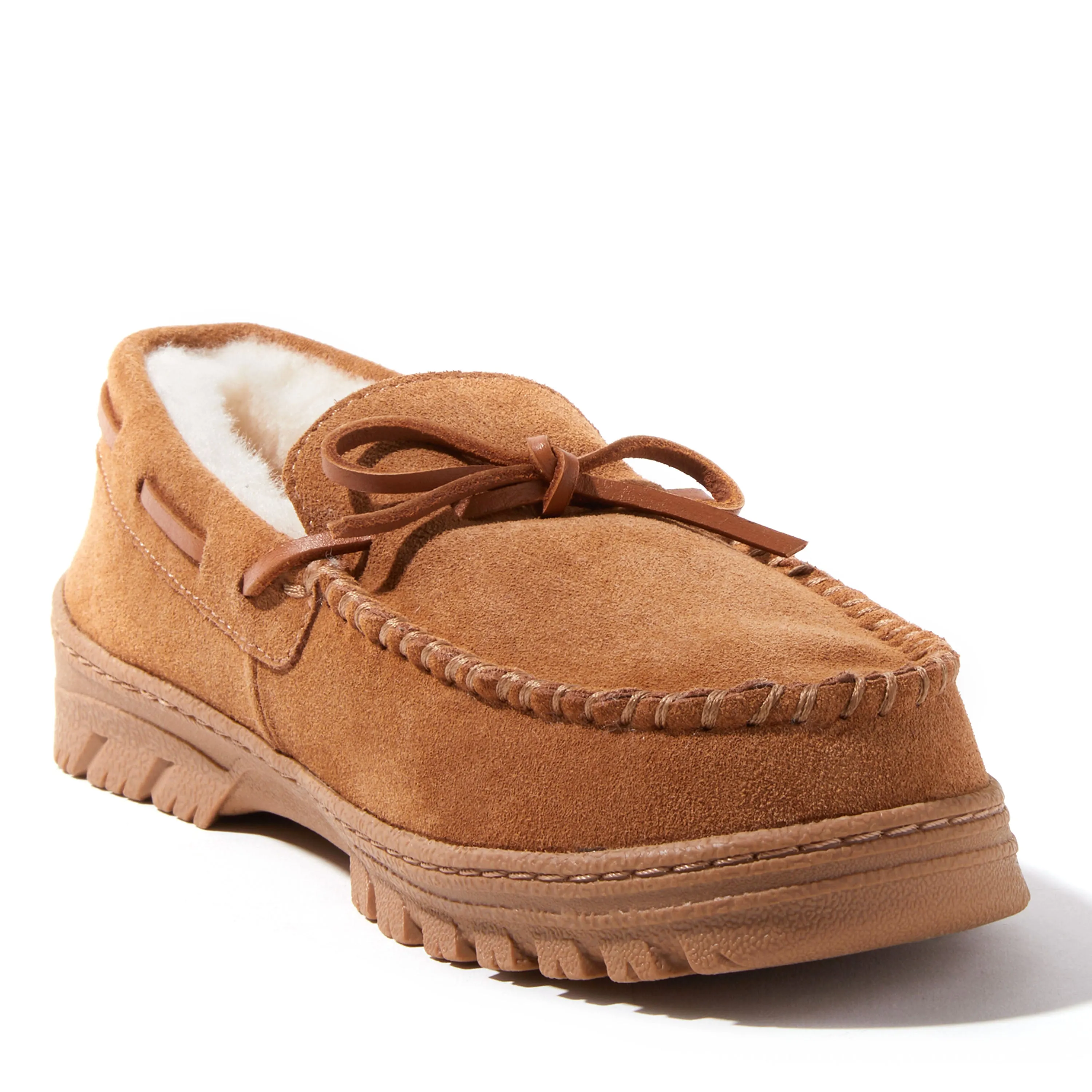 EZ Feet Men's Genuine Suede and Shearling Wool Moccasin