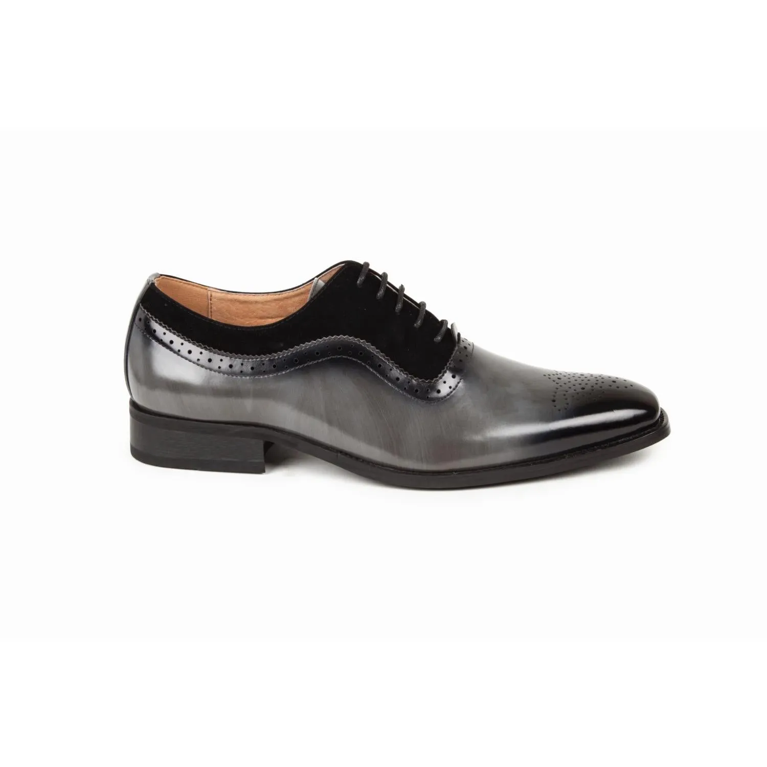 Gino Vitale Men's Lace Up Medallion Toe Dress Shoes