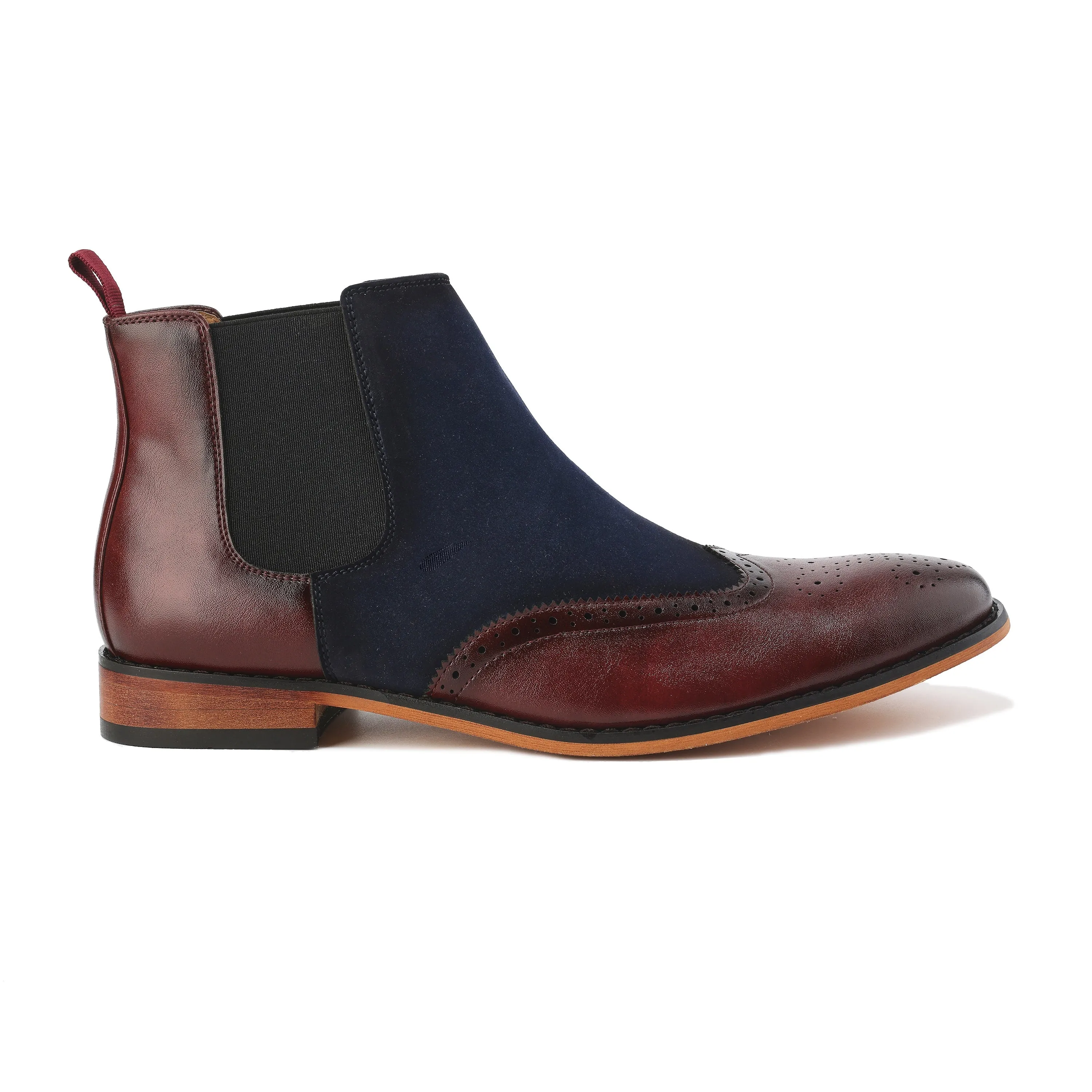 Gino Vitale Men's Wingtip Brogue Two-Tone Chelsea Boots  